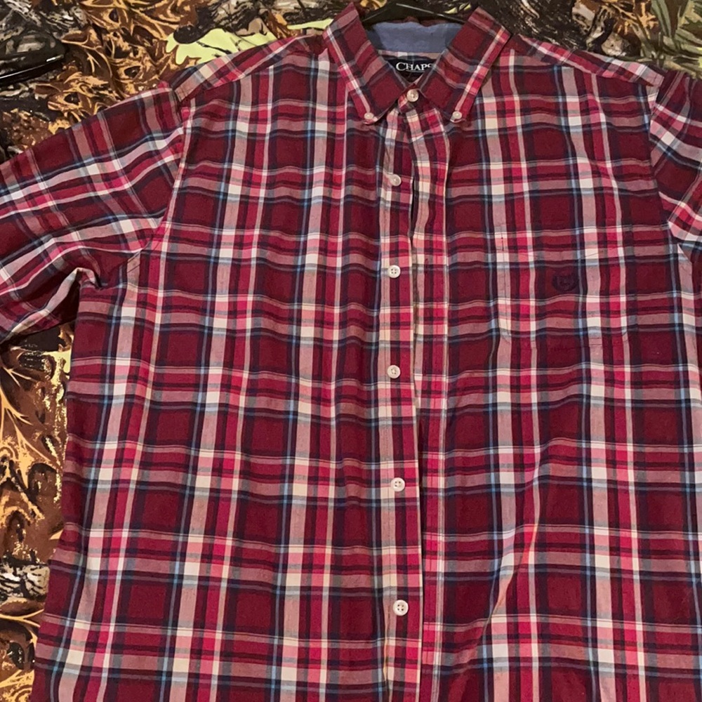 Red plaid chaps button up